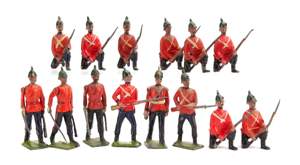 Britains Somerset Light Infantry, kneeling (8) ready: Britains Somerset Light Infantry, kneeling (8) ready (3) officers (3) buglers (3) generally G, a few P (17) 2 buglers missing arms, 1 at ready missing rifle,