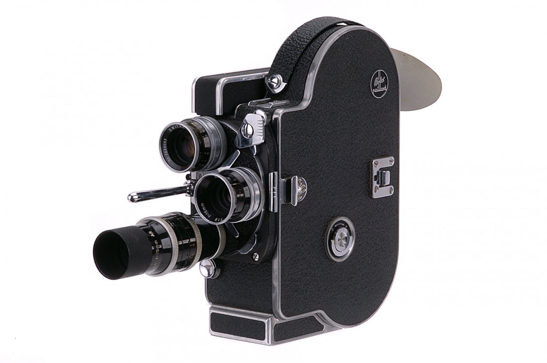 A Bolex H16 Reflex 16mm Cine camera,: with Kern Switar f/1.8 16mm lens, body, VG, working, lens, VG, with Kern Switar f/1.4 25mm lens, body, VG, elements, G-VG, some fungus, and Kern Yvar AR f/2.8 75mm lens, body, G, elements, G, with var