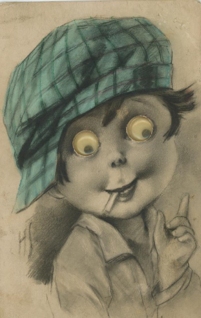 Antique Mechanical Postcard Eyes Movement, 1930s (1 of 2)