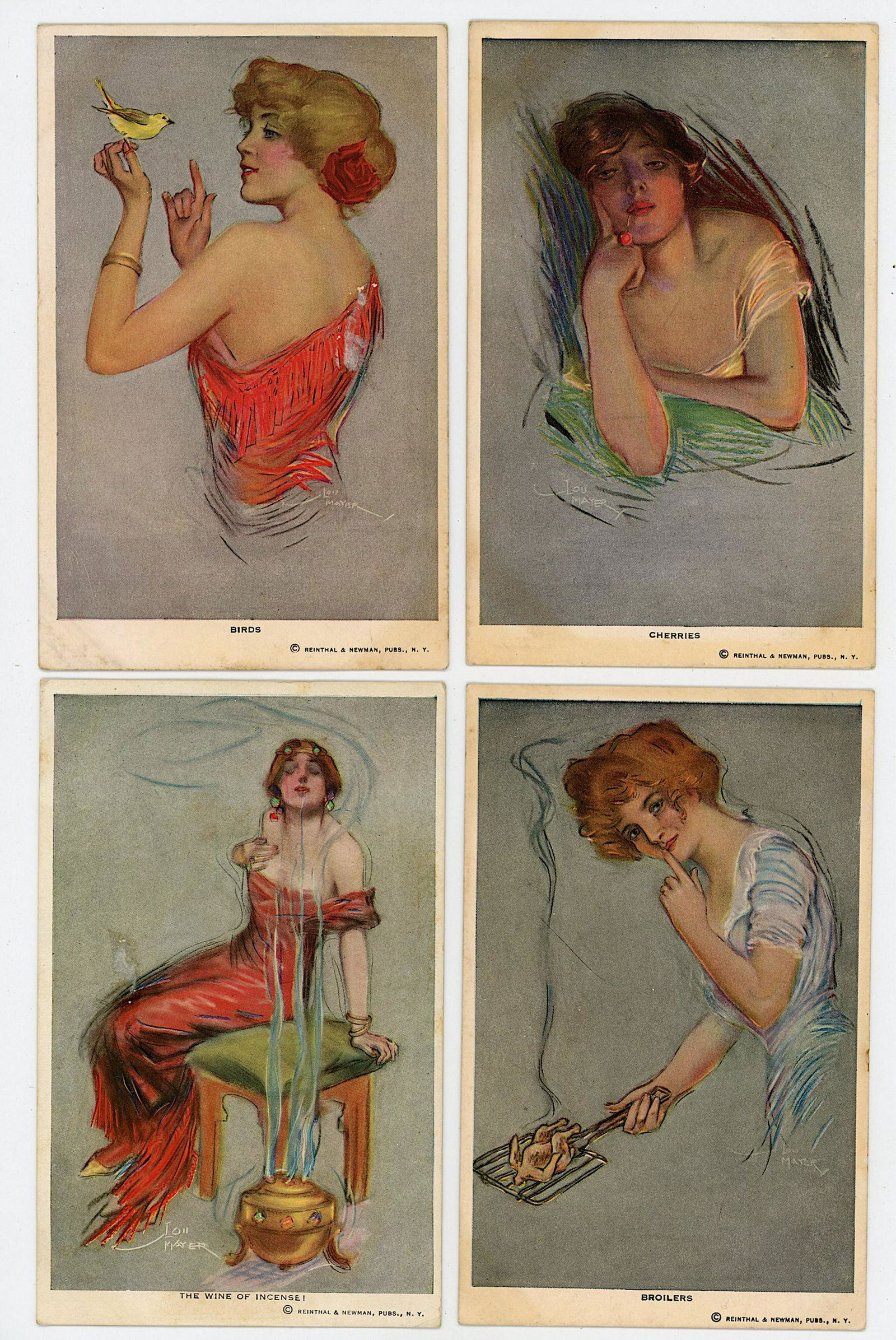 Antique / Vintage Set of 4 Postcards Modernism: The dimensions in average are Approx. 3.5" x 5.5" (each one).