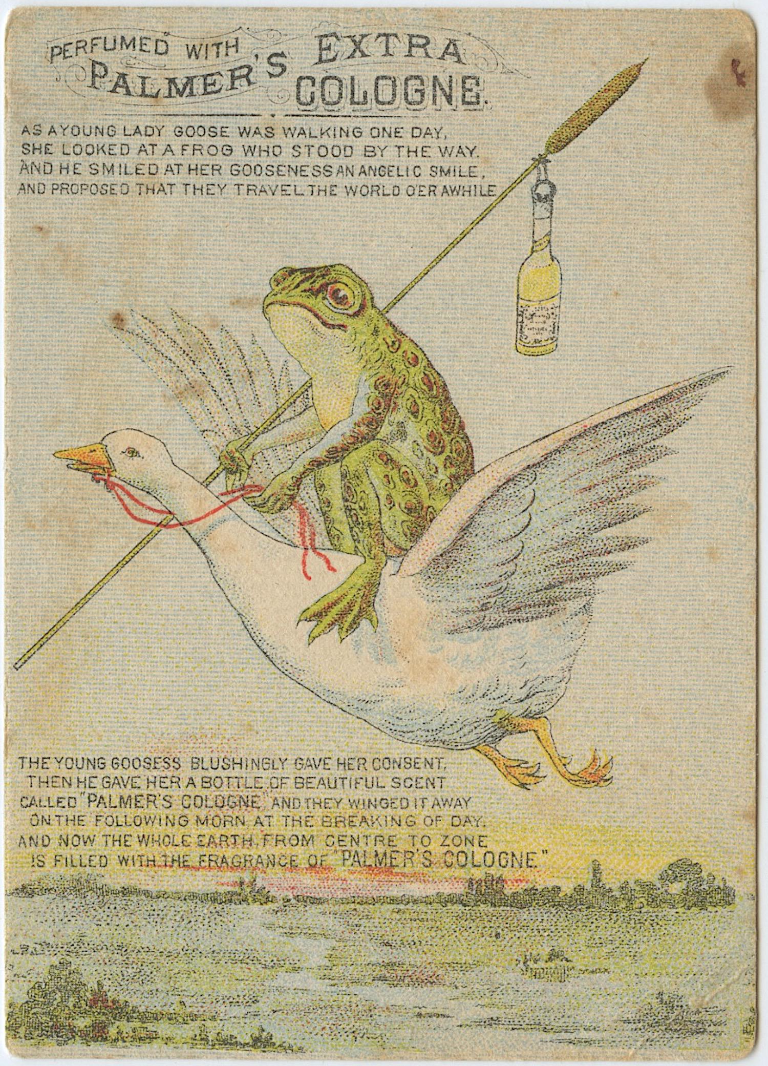 Rare Antique American Tradecard Palmer Extra Cologne: Dimensions are Approx. 4.25" x 3.25"