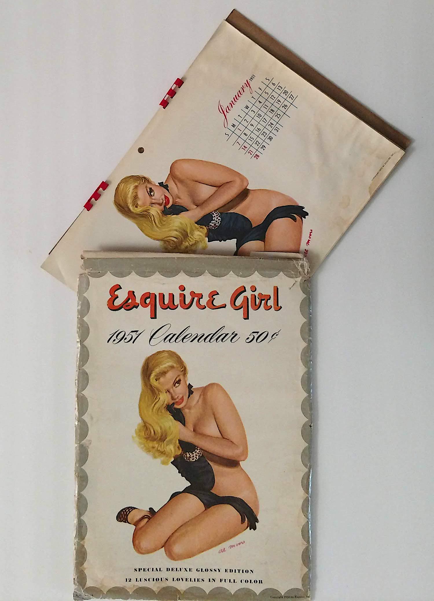 Vintage Calendar Pin Up AL MOORE Esquire 1951: Dimensions are Approx. 8.75" x 12". All months are included.