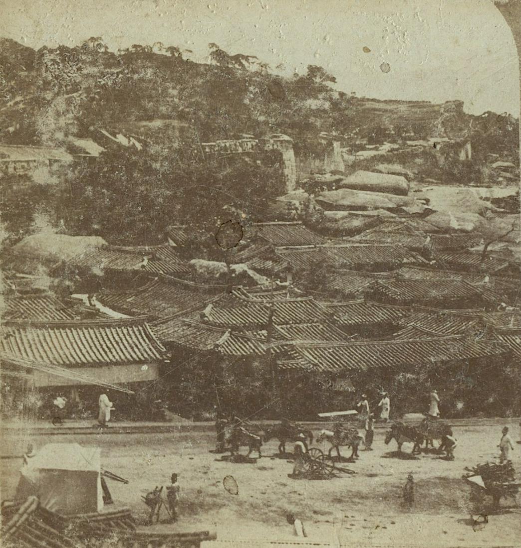 Antique Rare Stereo Photo Korea: The dimensions of each card are Approx. 3.5" x 7".