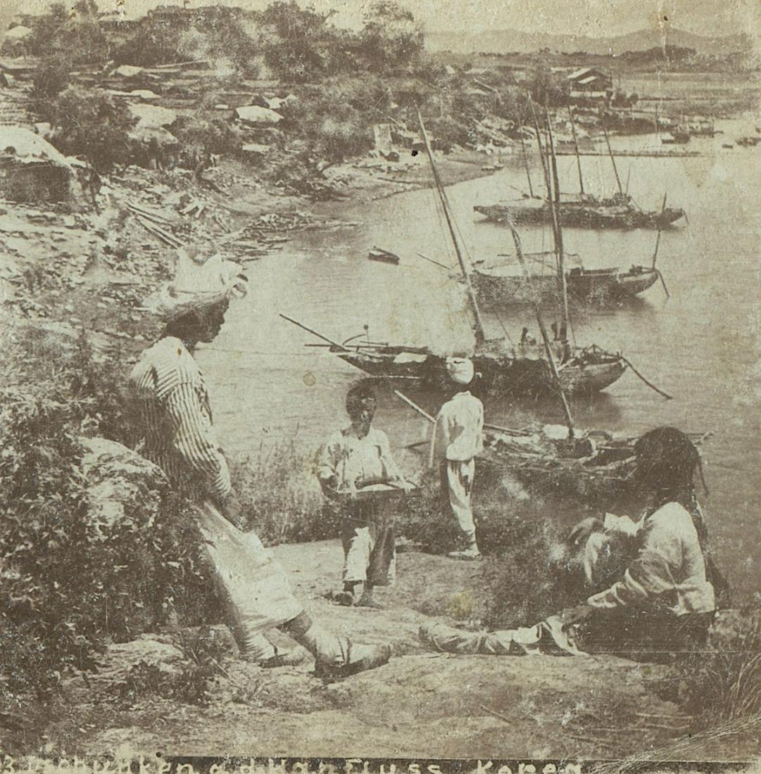 Antique Rare Stereo Photo Korea: The dimensions of each card are Approx. 3.5" x 7".