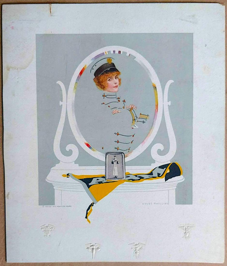 Antique Litho COLES PHILLIPS C.R. 1913 By Howitzer: Board Dimensions 11.75" x 10".