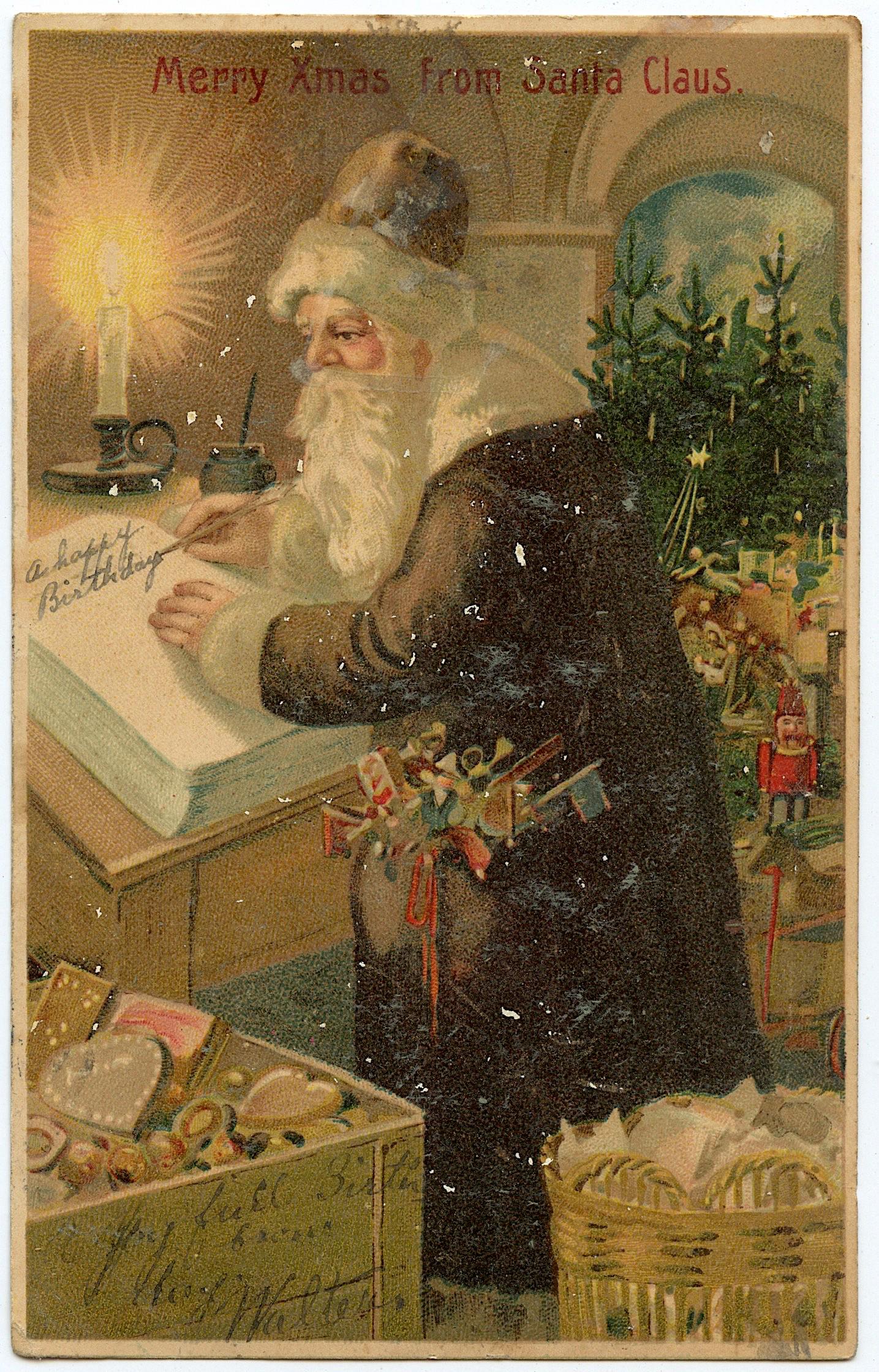 Antique / Vintage Postcard Christmas: Antique / Vintage postcard from the epoch. The regular size of a postcard is approximately 3 1/2 inch x 5 1/2 inch or 9 cm x 14 cm (small variance can occur). As a formal appreciation we are offering