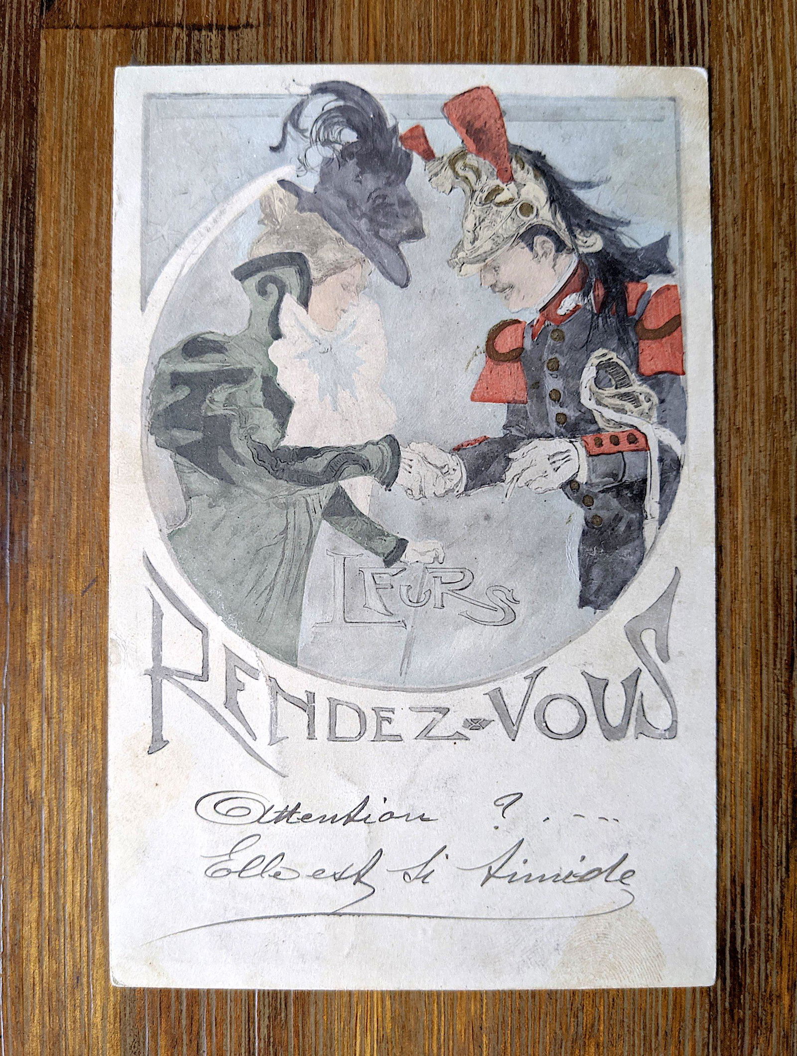 Antique Vintage Art Nouveau Postcard: Antique / Vintage postcard from the epoch. The regular size of a postcard is approximately 3 1/2 inch x 5 1/2 inch or 9 cm x 14 cm (small variance can occur). This lot is located in Boca Raton, Fl. So