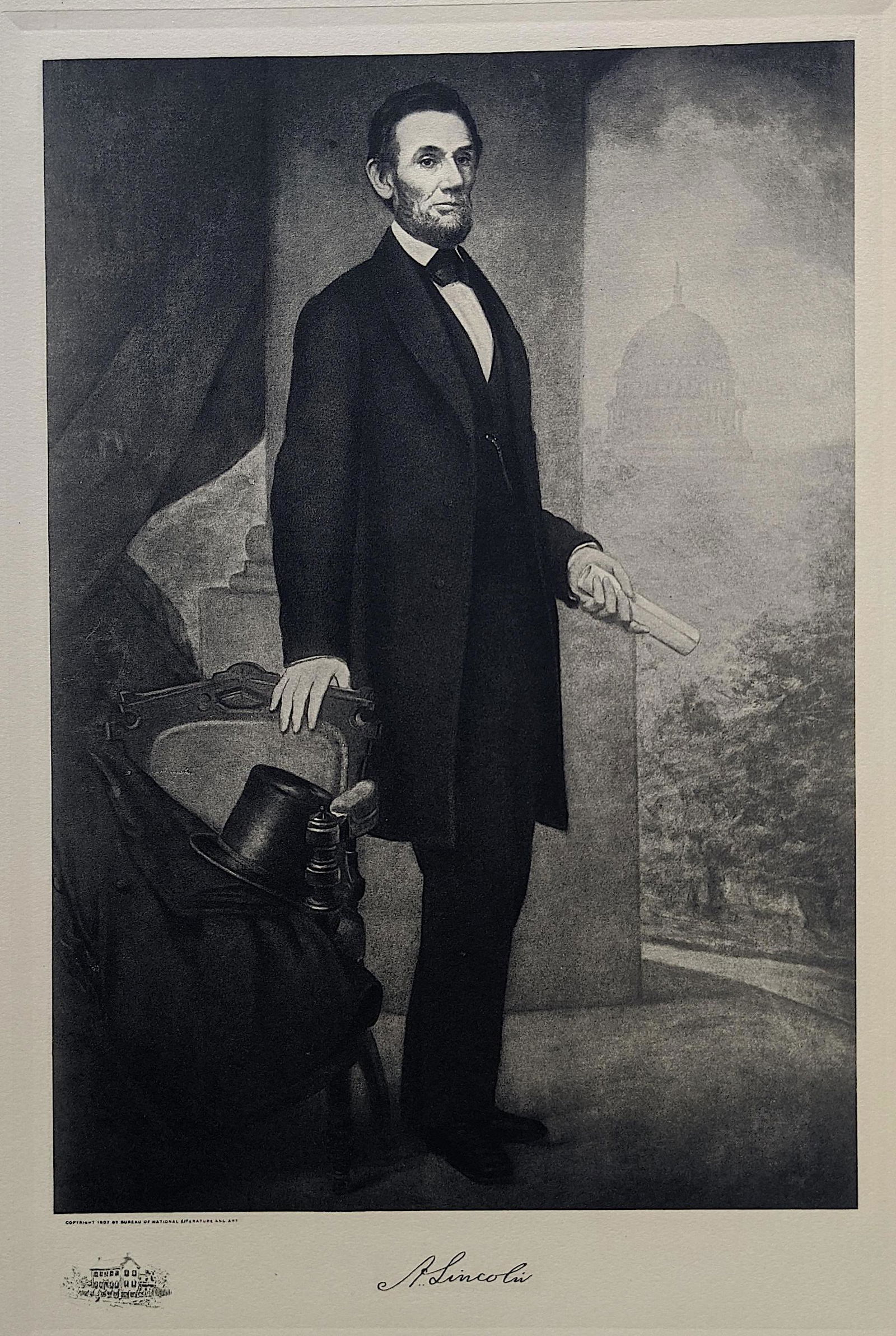 ABRAHAM LINCOLN Antique Etching Portrait, 1907 (1 of 2)