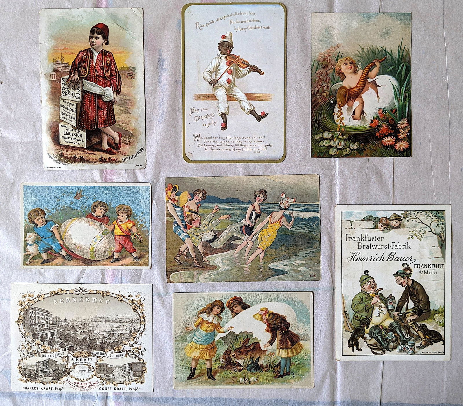 Vintage / Antique Set 8 Tradecards Ephemera Collection: This lot is part of the estate of an American war veteran during WWII. This lot is located in Boca Raton, Fl and its shipment will be made directly by Artelisted. Keep in mind that shipments correspon