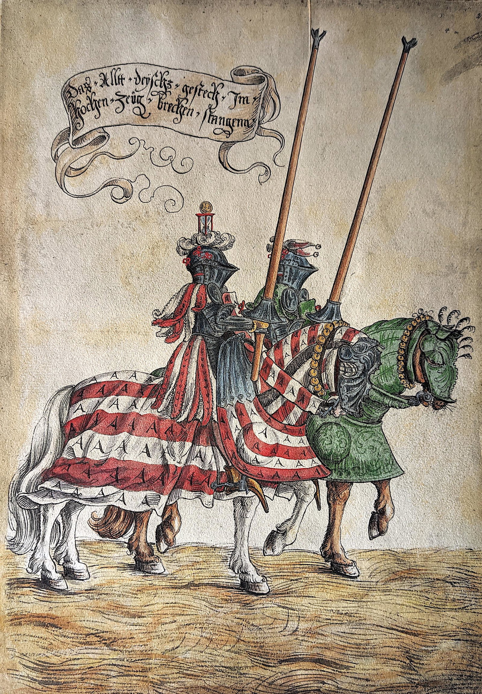 Antique Hand Colored Medieval Horse Longsword (1 of 3)