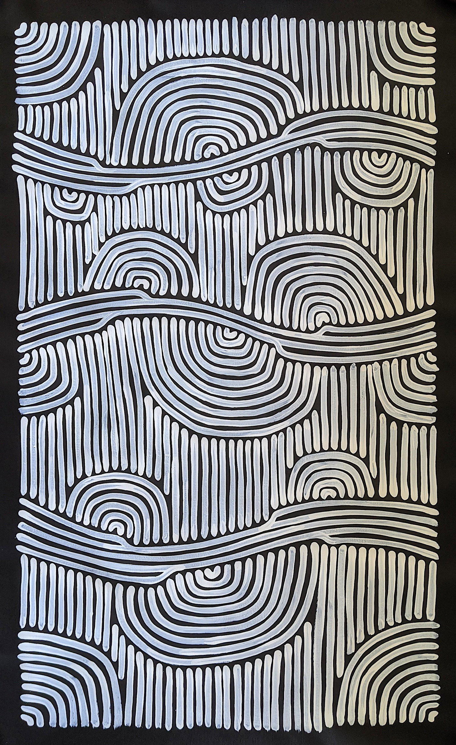 M. NUMINA Australian Aboriginal Art: Large Australian Aboriginal painting in very good condition. Dimensions 41.5" x 26.50". This lot is located in Boca Raton, Fl and its shipment will be made directly by Artelisted. Shipping insurance i
