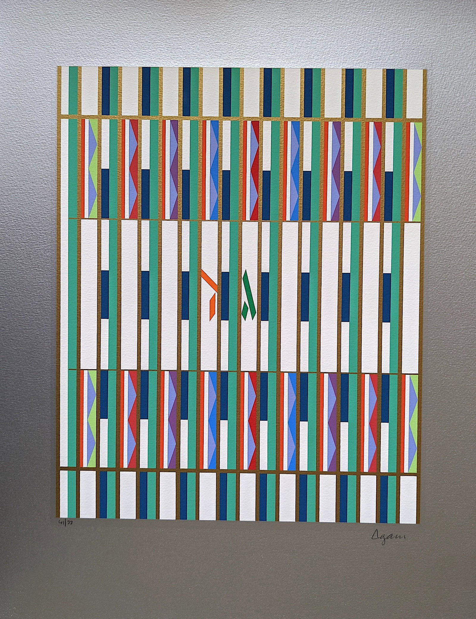 YAAKOV AGAM, Kinetic Art Serigraph from 12 Tribes: Hand signed and numbered in pencil. Limited Edition of only 99. Dimensions Approx. 20.25" x 15.25" (heavy paper) and 13.25" x 10.75" (Image). Yaacov Agam is an Israeli artist best known for his pionee