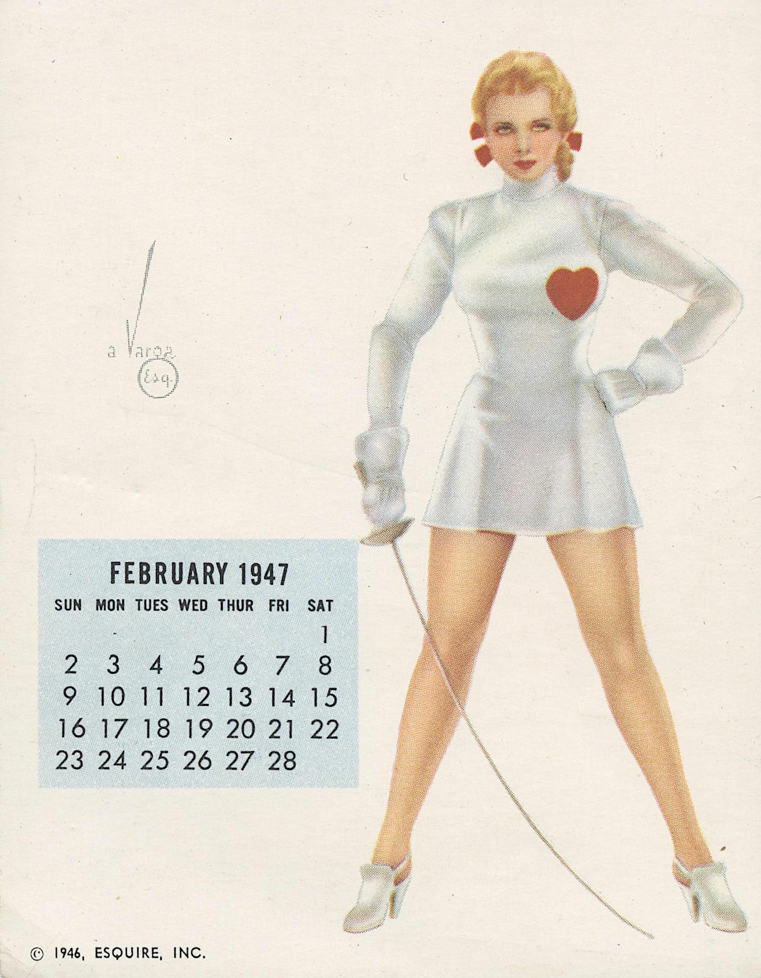 Vintage Pin Up Varga, Esquirre Calendar Page, 1947 (1 of 1)