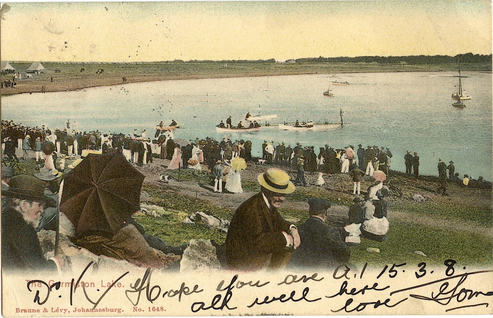 Antique / Vintage Germiston Lake S.A. Postcard 1908 (1 of 2)