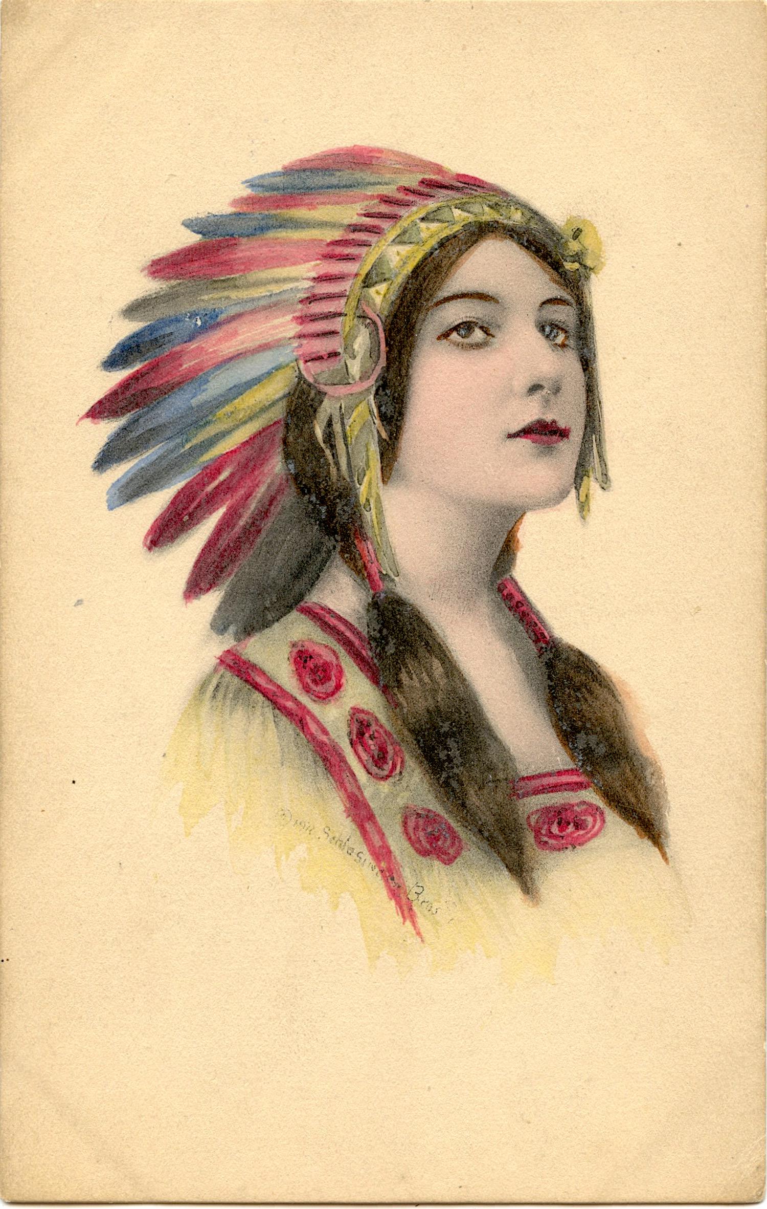 Antique / Vintage Hand Colored Native Postcard 1900s - (1 of 2)