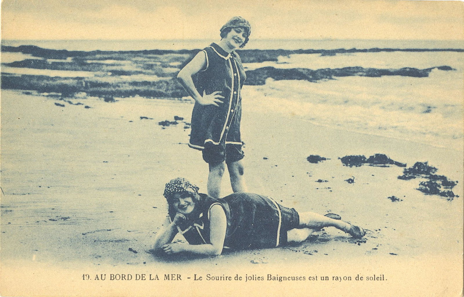 Antique / Vintage On The Beach Pin Up  Postcard 1900s - (1 of 2)