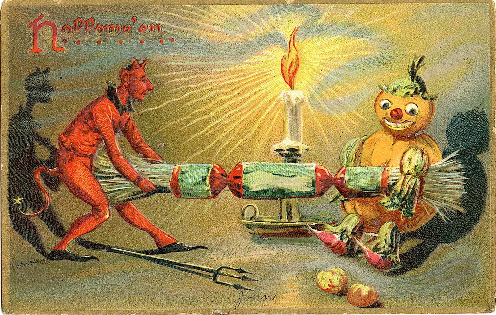 Antique / Vintage Postcard Halloween: The dimensions of an antique / vintage postcard are Approx. 5.5" x 3.5" (small variances can occur). This lot is located in Boca Raton, Fl and its shipment will be made directly by Artelisted. Shippin