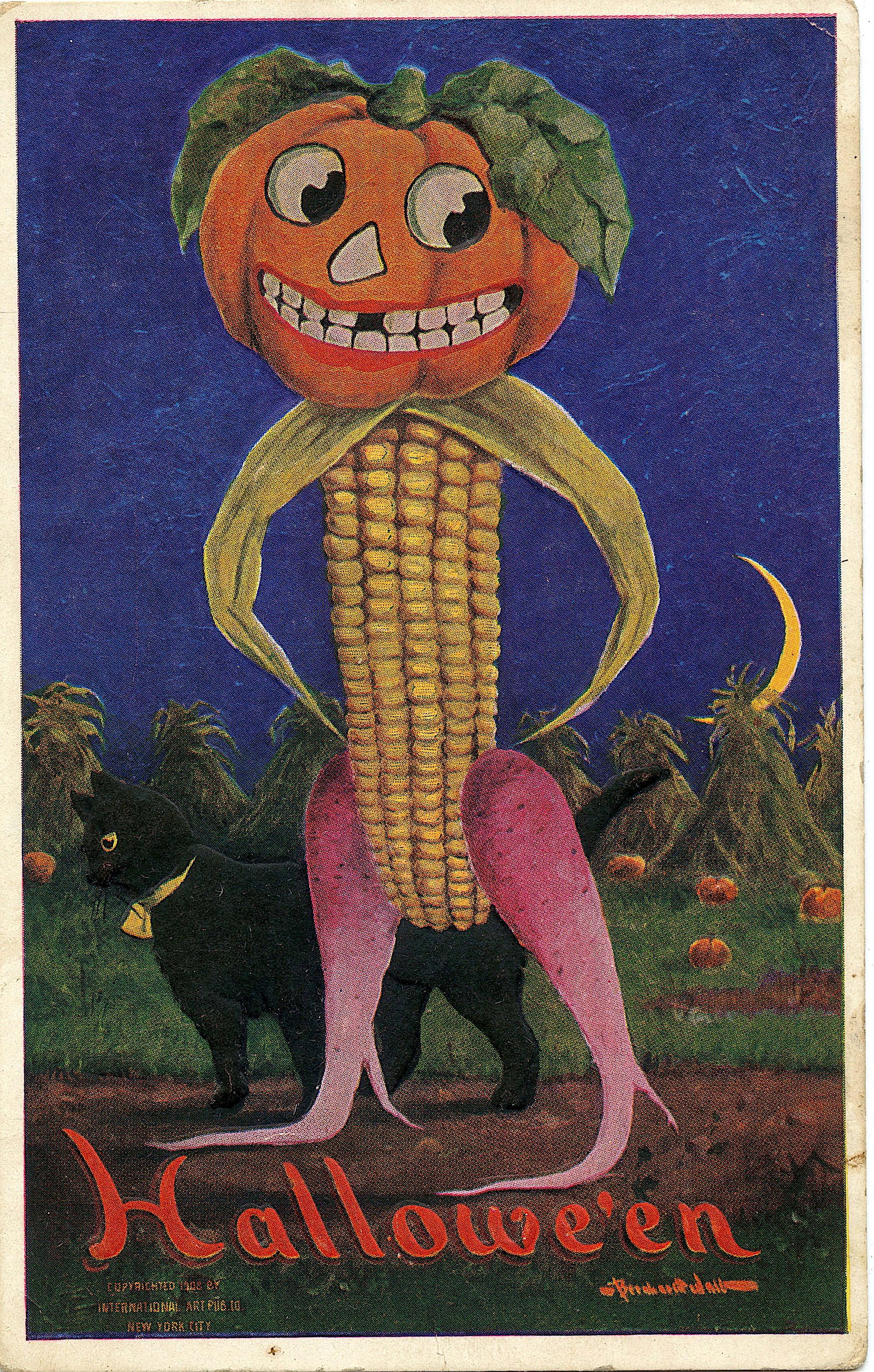 Antique / Vintage Postcard Halloween: The dimensions of an antique / vintage postcard are Approx. 5.5" x 3.5" (small variances can occur). This lot is located in Boca Raton, Fl and its shipment will be made directly by Artelisted. Shippin