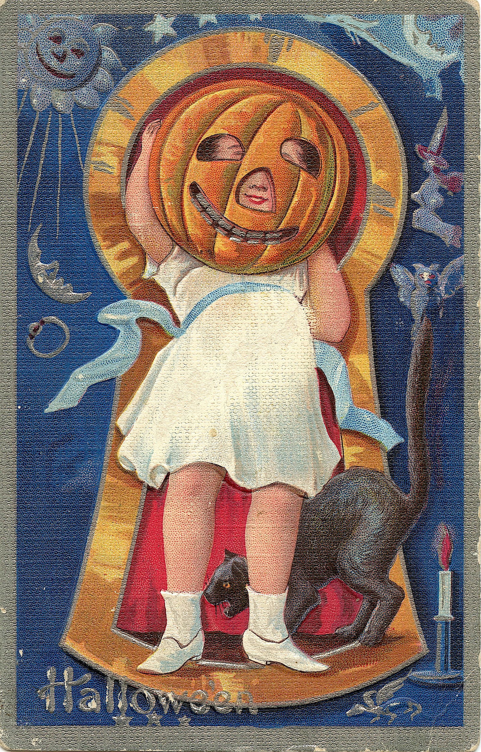 Antique / Vintage Postcard Halloween: The dimensions are Approx. 5.5"x 3.5" (small variances can occur). This lot is located in Boca Raton, Fl and its shipment will be made directly by Artelisted. Shipping insurance is the responsibility