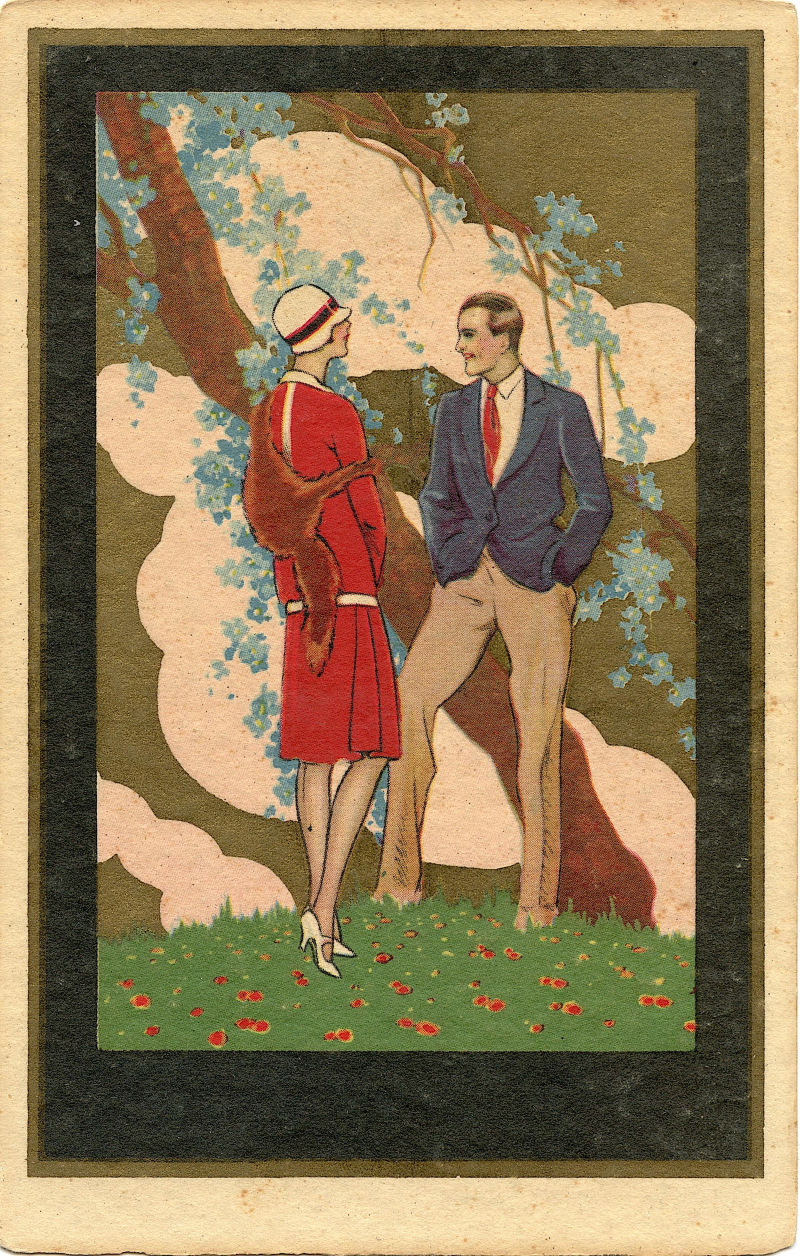 Antique / Vintage Postcard Art Nouveau: The dimensions are Approx. 5.5"x 3.5" (small variances can occur). This lot is located in Boca Raton, Fl and its shipment will be made directly by Artelisted. Shipping insurance is the responsibility