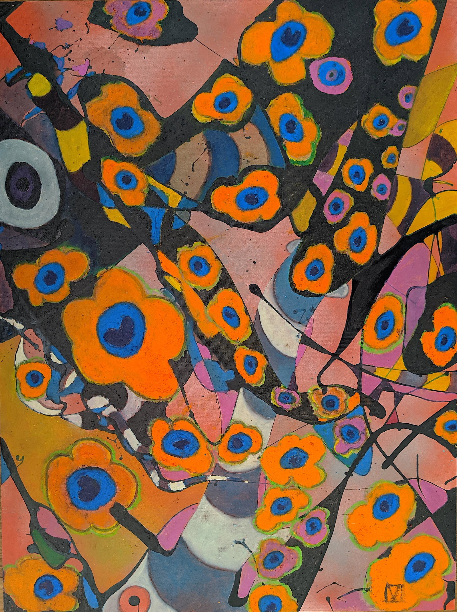 DANIEL MARTINEZ (1961 -) Acrylic Painting, Listed: Acrylic on artistic board in the artist's style "Making Conscious The Unconscios". Dimensions 24" x 18". Daniel Martinez paintings have obtained many honorable mentions and recognitions and have been 