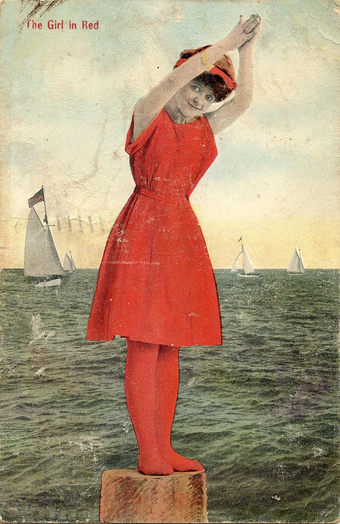 Antique / Vintage Postcard Pin Up Bather (1 of 2)