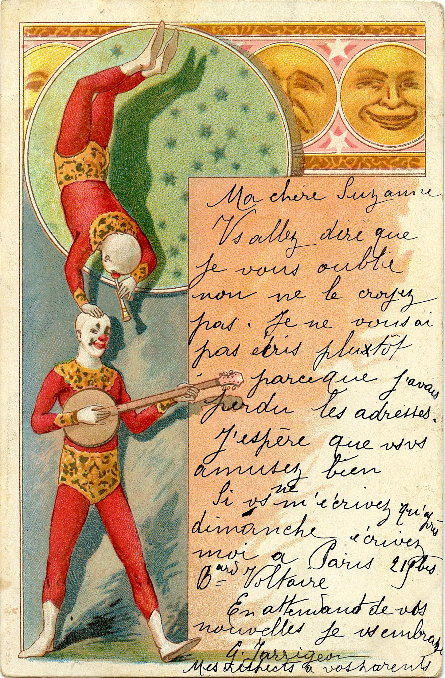 Antique Rare Postcard Art Deco Circus Clown (1 of 2)