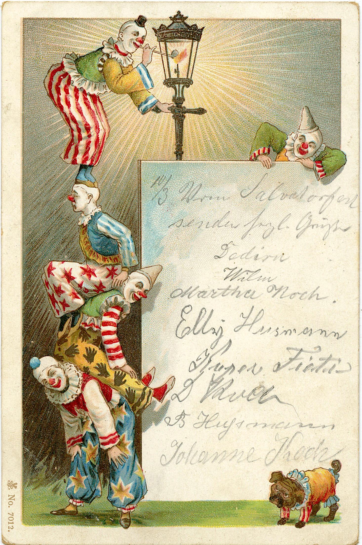 Antique Rare Postcard Art Deco Circus Clown (1 of 2)