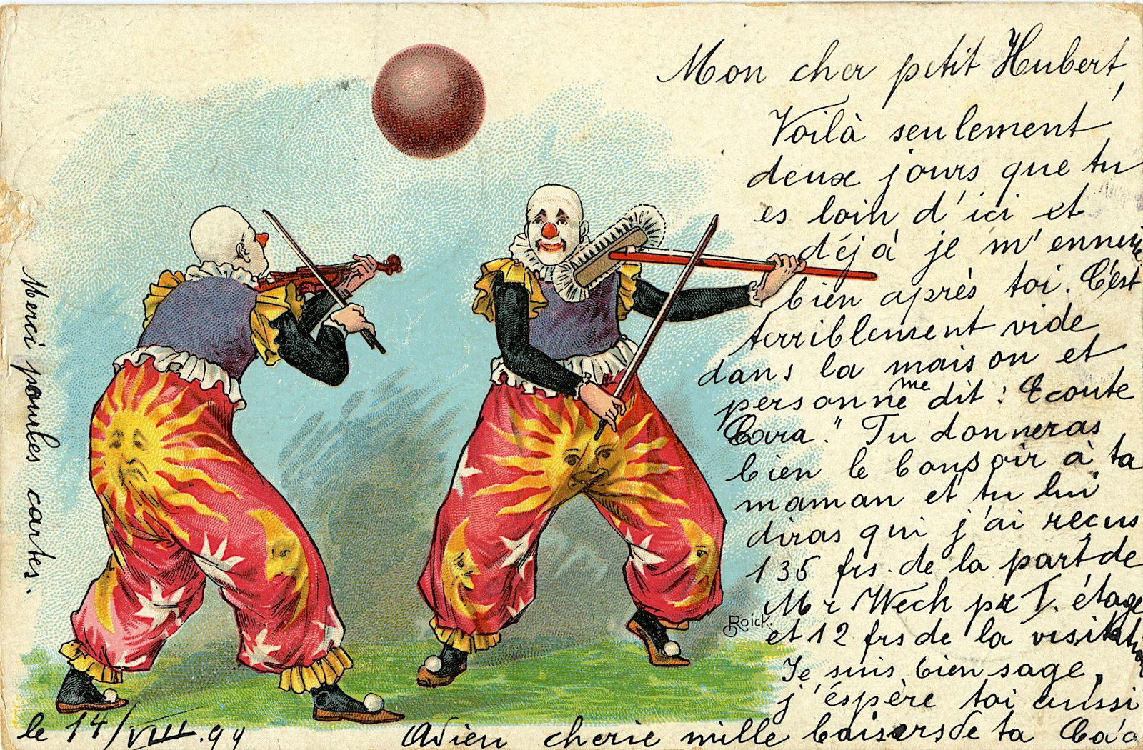 Antique Rare Postcard Art Deco Circus Clown (1 of 2)