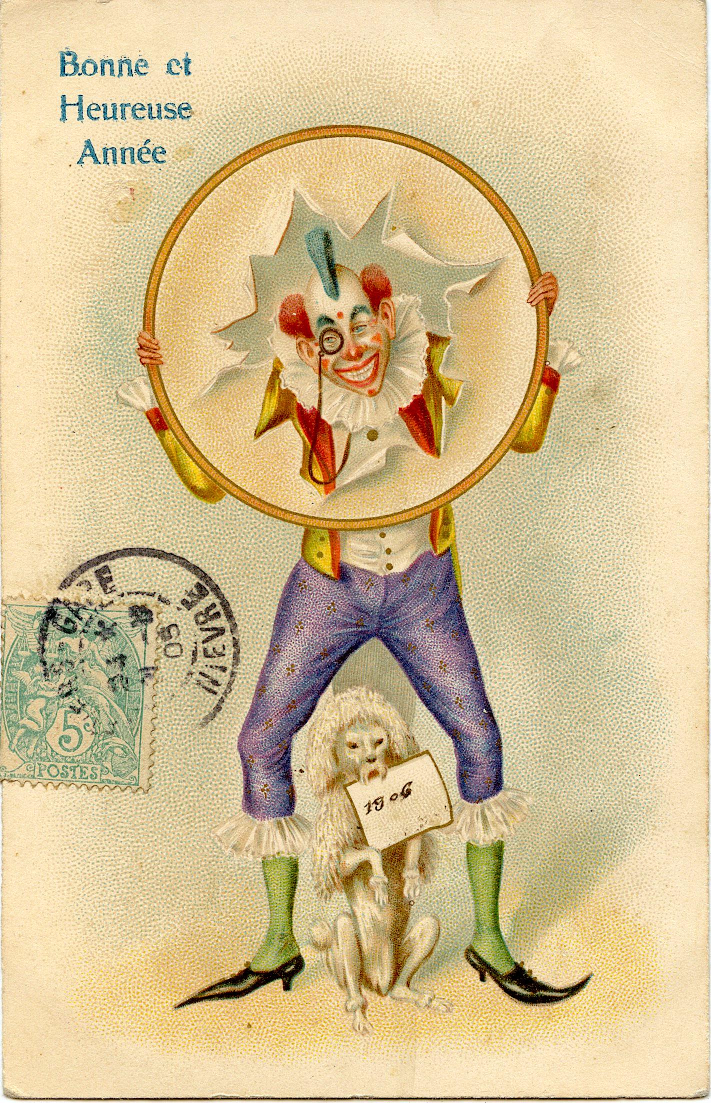 Antique Rare Postcard Art Deco Circus Clown (1 of 2)