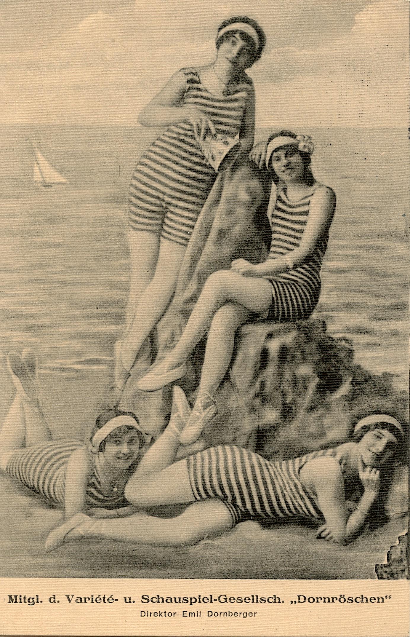 Antique Rare Postcard Beach Swimwear (1 of 2)