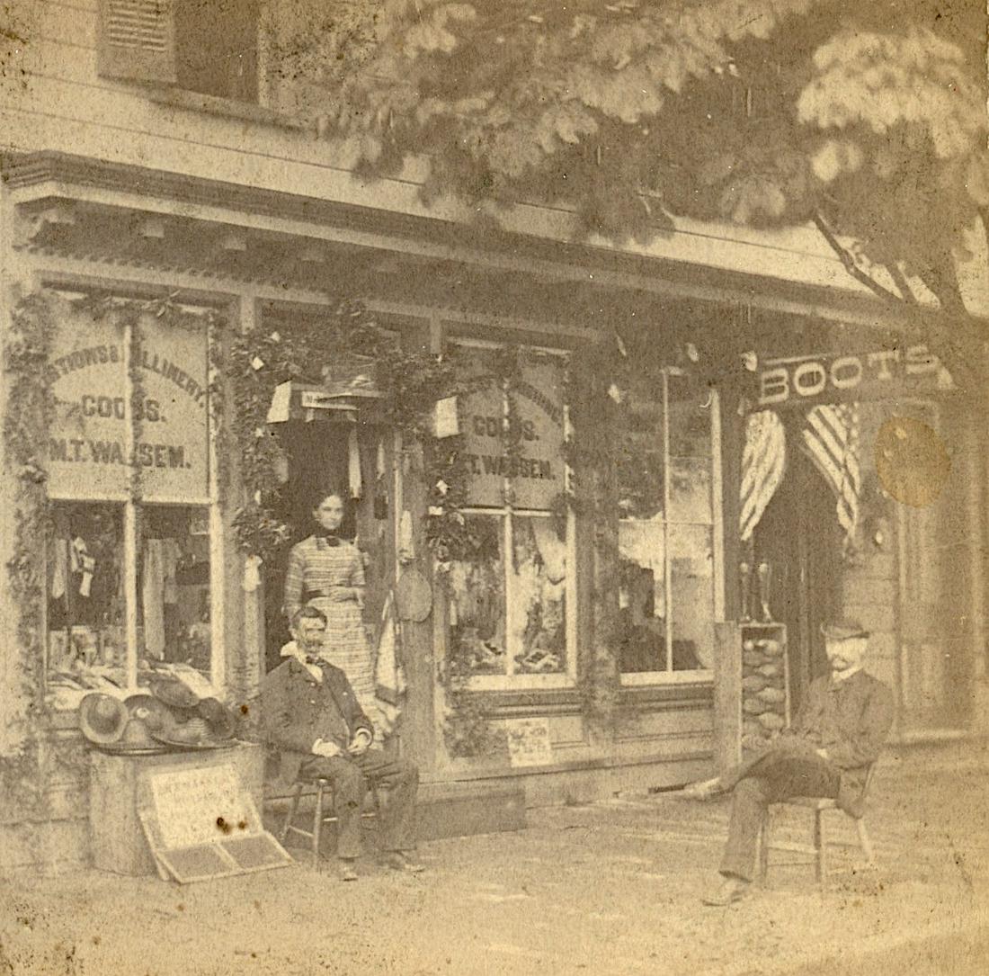 Antique Real Photo Stereoview Boots Store Civil War Era: This is a low reserve auction including many museum quality Americana real photo steroviews originals from the epoch (period between 1850s to 1930s). Their provenance is from a top collector (during m
