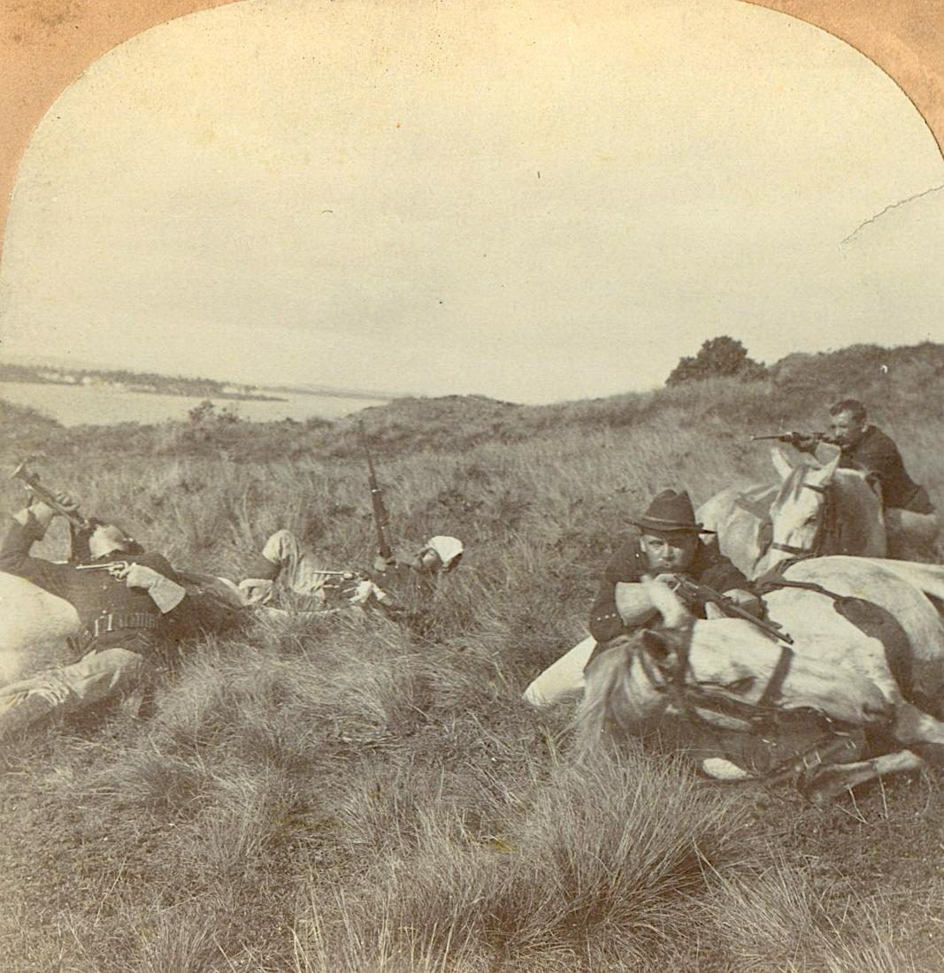 Antique Real Photo Stereoview Spanish American War: This is a low reserve auction including many museum quality Americana real photo stereoviews originals from the epoch (period between 1850s to 1930s). Their provenance is from a top collector (during 