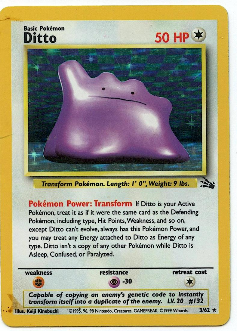 Pokemon Ditto 50 HP 3/62 Holo Card (1 of 2)