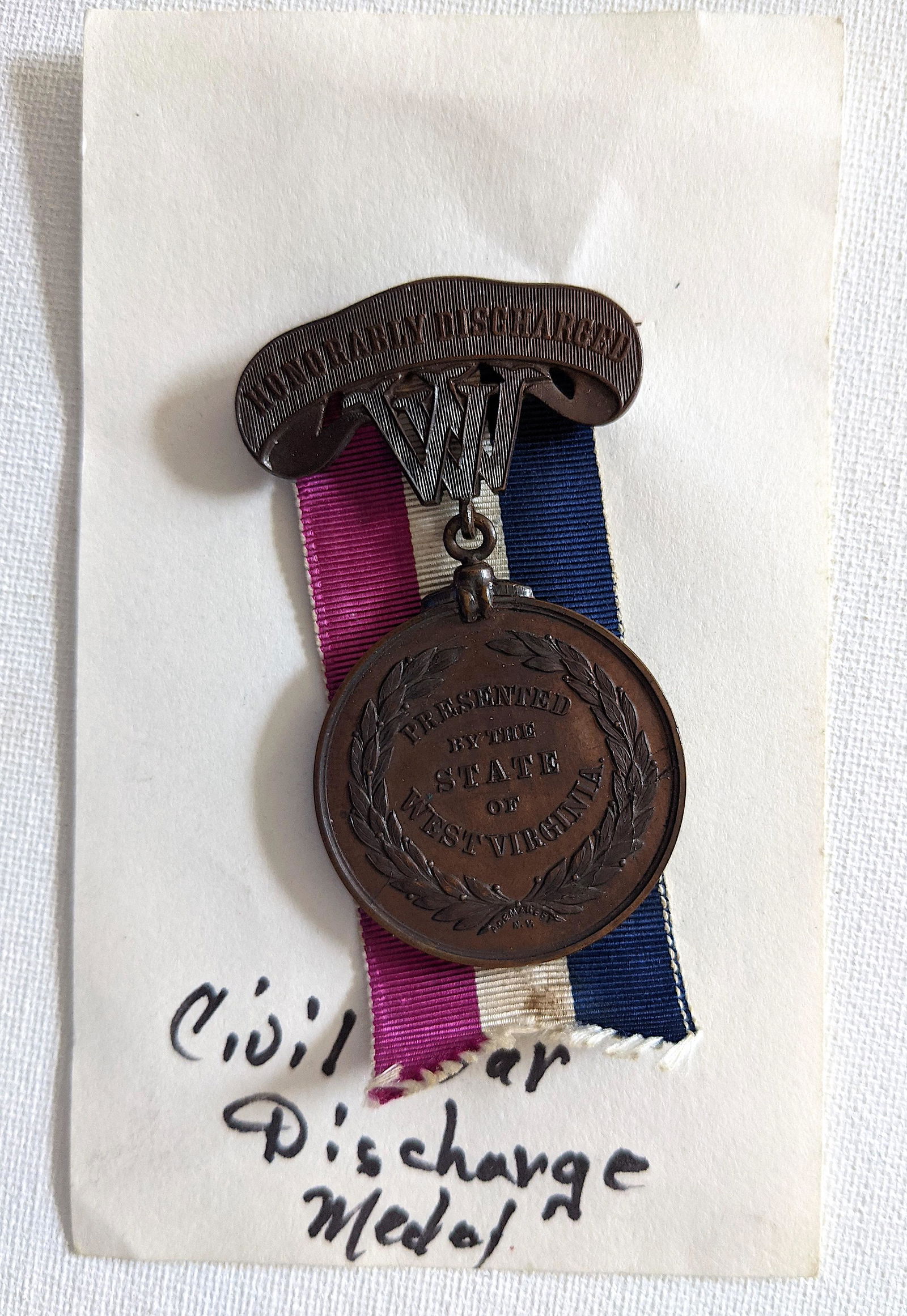 Scarce Bronze and Ribbon W. VA. Civil War Honorably (1 of 2)