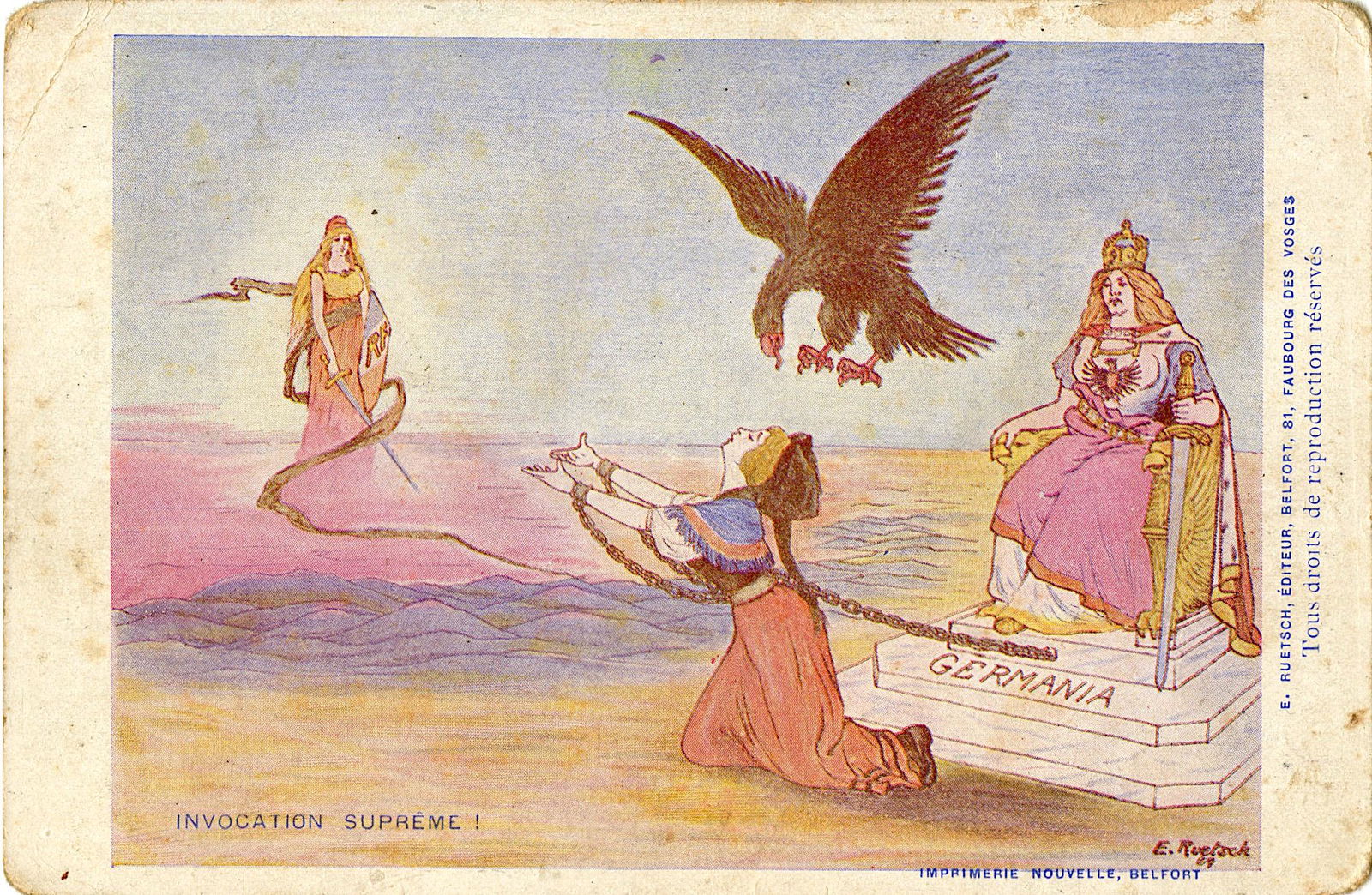 Antique / Vintage Rare French Postcard Great War WWI: The provenance of this item is from a collector in Paris, France. Antique / Vintage postcard from the epoch. The regular size of a postcard is approximately 3 1/2 inch x 5 1/2 inch or 9 cm x 14 cm (sm