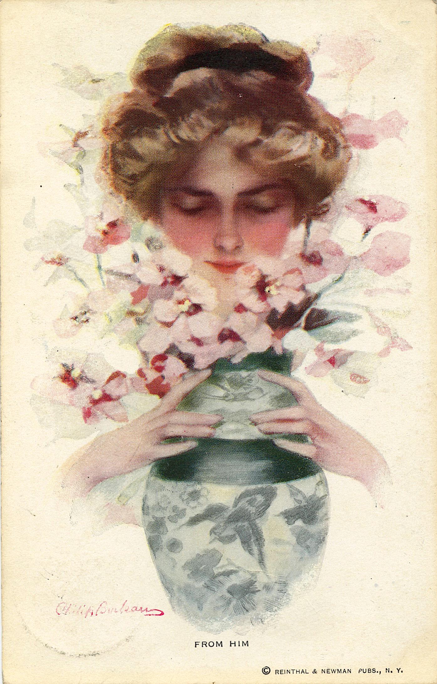 Antique / Vintage Rare French Postcard Nouveau Deco: The provenance of this item is from a collector in Paris, France. Antique / Vintage postcard from the epoch. The regular size of a postcard is approximately 3 1/2 inch x 5 1/2 inch or 9 cm x 14 cm (sm