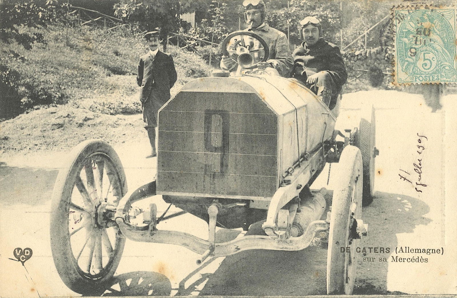 Antique Rare French Postcard Car Racing Pioneers (1 of 2)