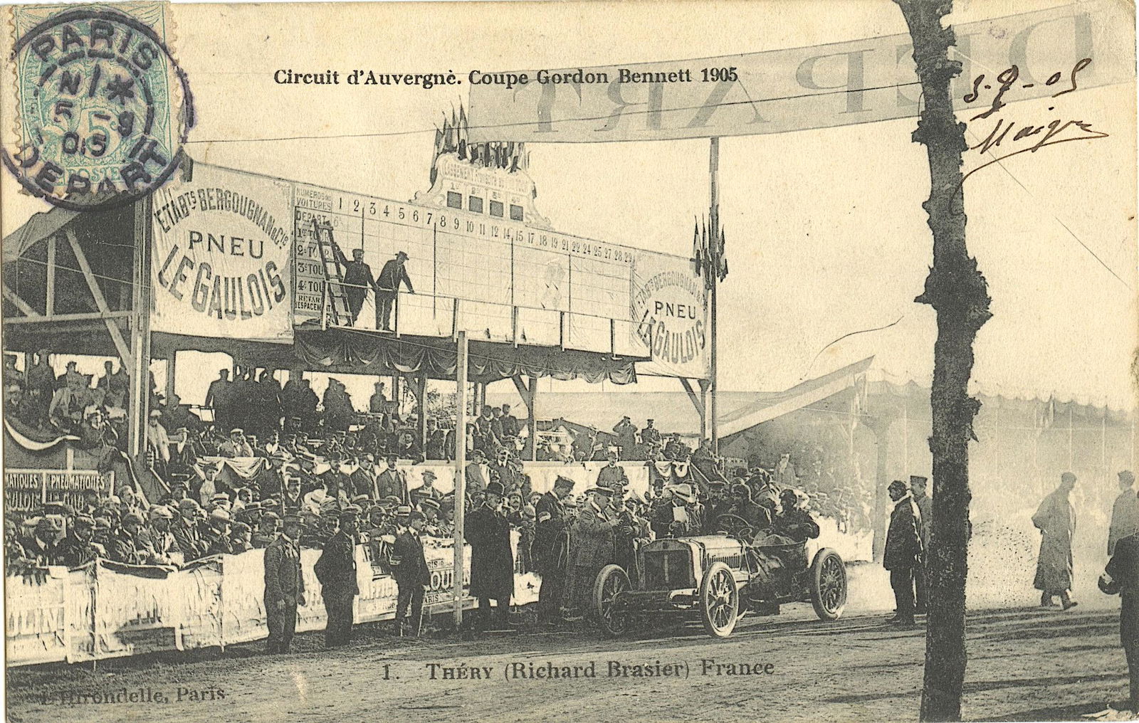 Antique Rare French Postcard Car Racing Pioneers (1 of 2)