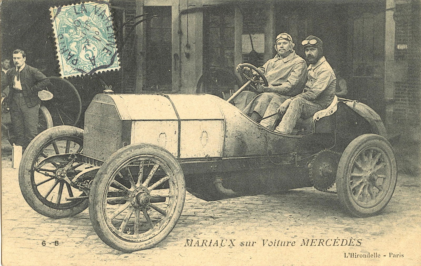 Antique Rare French Postcard Car Racing Pioneers (1 of 2)