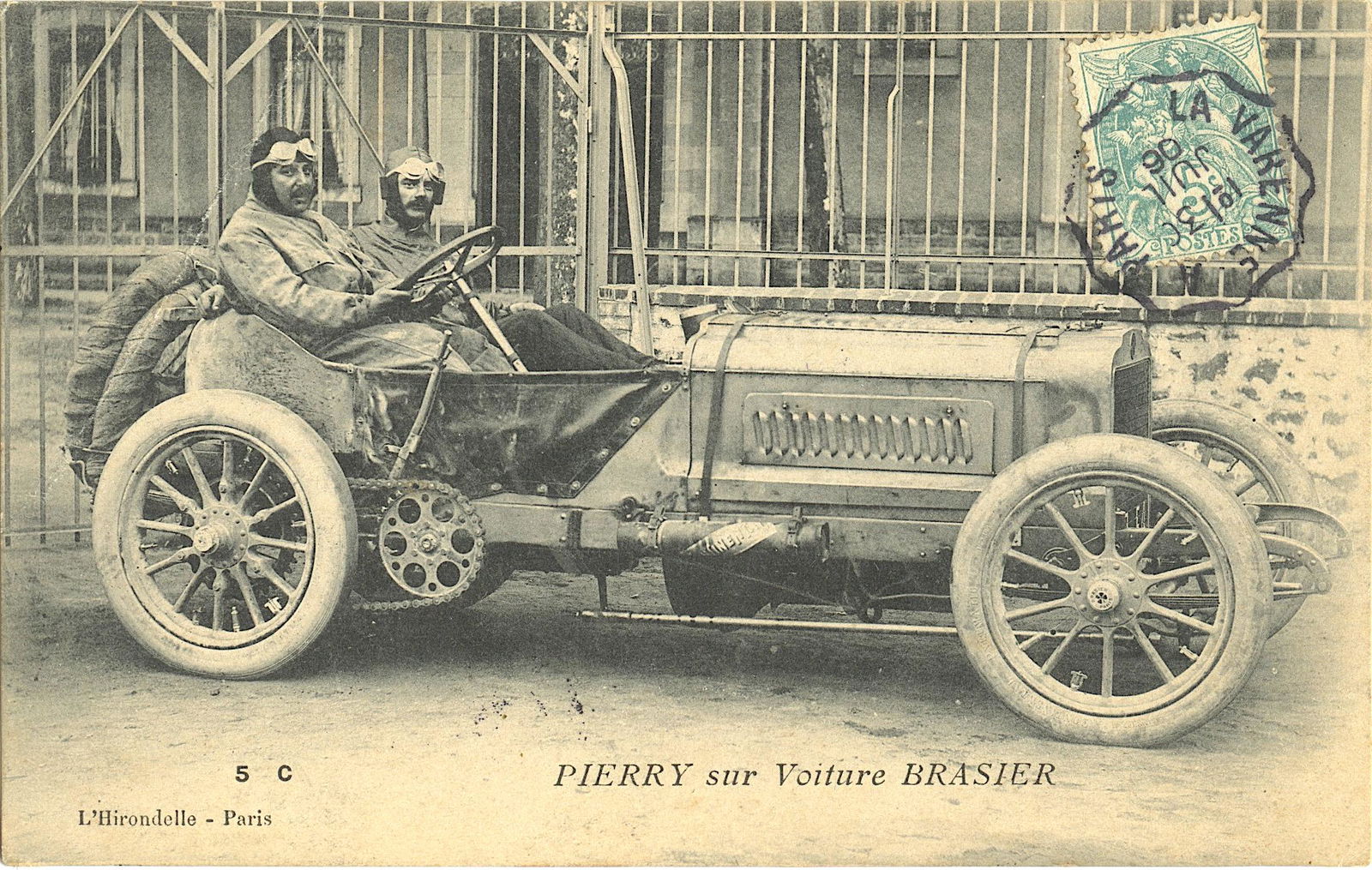Antique Rare French Postcard Car Racing Pioneers (1 of 2)