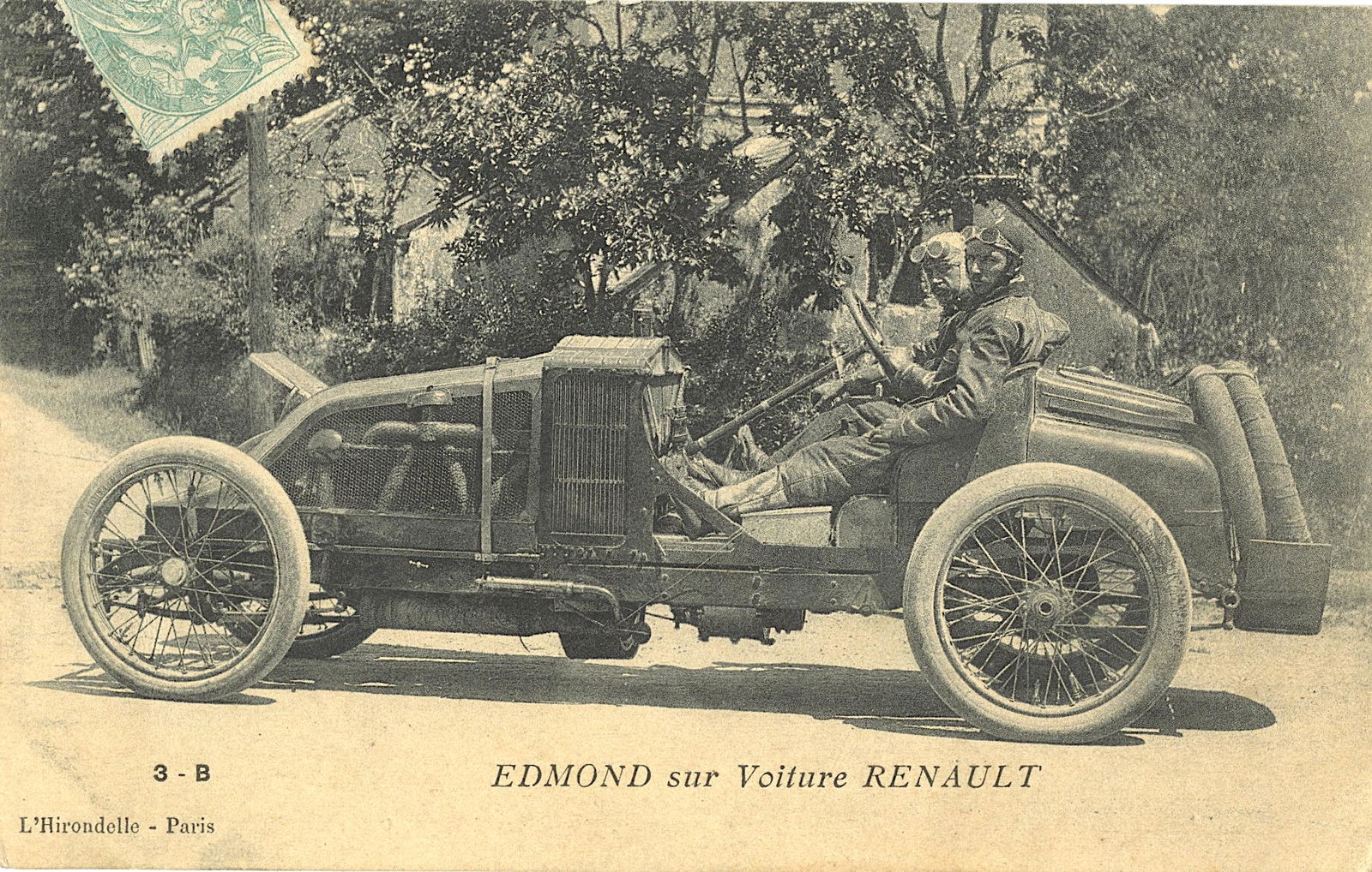 Antique Rare French Postcard Car Racing Pioneers (1 of 2)