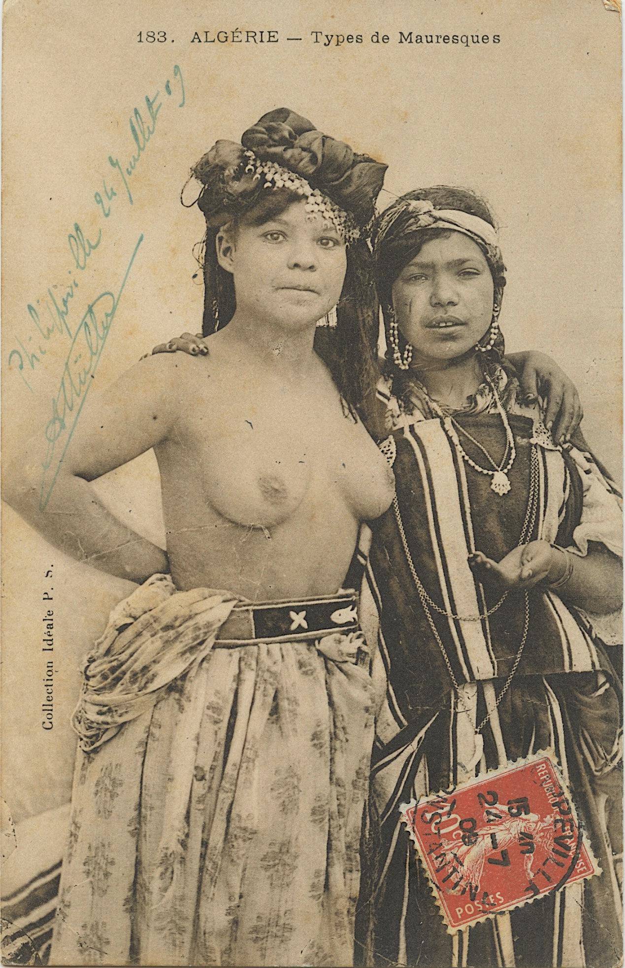 Early Postcard Unusual Rare Nude Female Moroccan: ABOUT POSTCARDS: The study and collecting of postcards is termed deltiology (from Greek deltion, small writing tablet, and English -logy, the study of). Rarity. As with all antique items, rarity bring