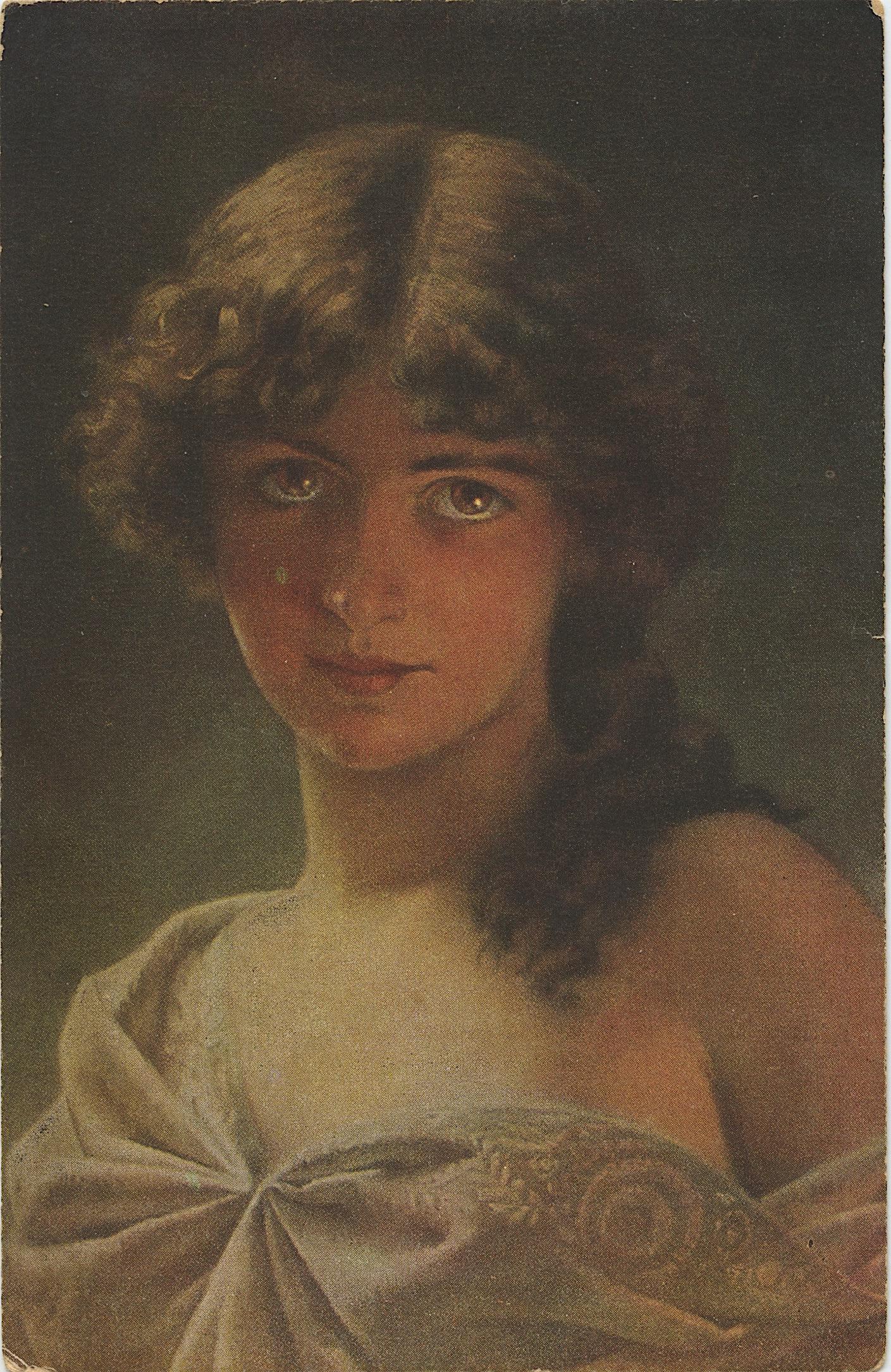 Rare Vintage Antique Postcard Art Portrait: ABOUT POSTCARDS: The study and collecting of postcards is termed deltiology (from Greek deltion, small writing tablet, and English -logy, the study of). Rarity. As with all antique items, rarity bring