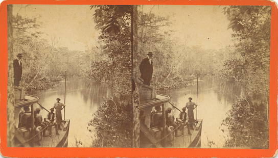 Antique Real Photo Stereoview Boat Pioneers, FL: The dimensions of a stereoview are Approx. 3.5" x 7" (sometimes 4" x 7"). ABOUT SHIPPING: This lot is located in Boca Raton, Fl and its shipment will be made directly by Artelisted. Shipping insurance