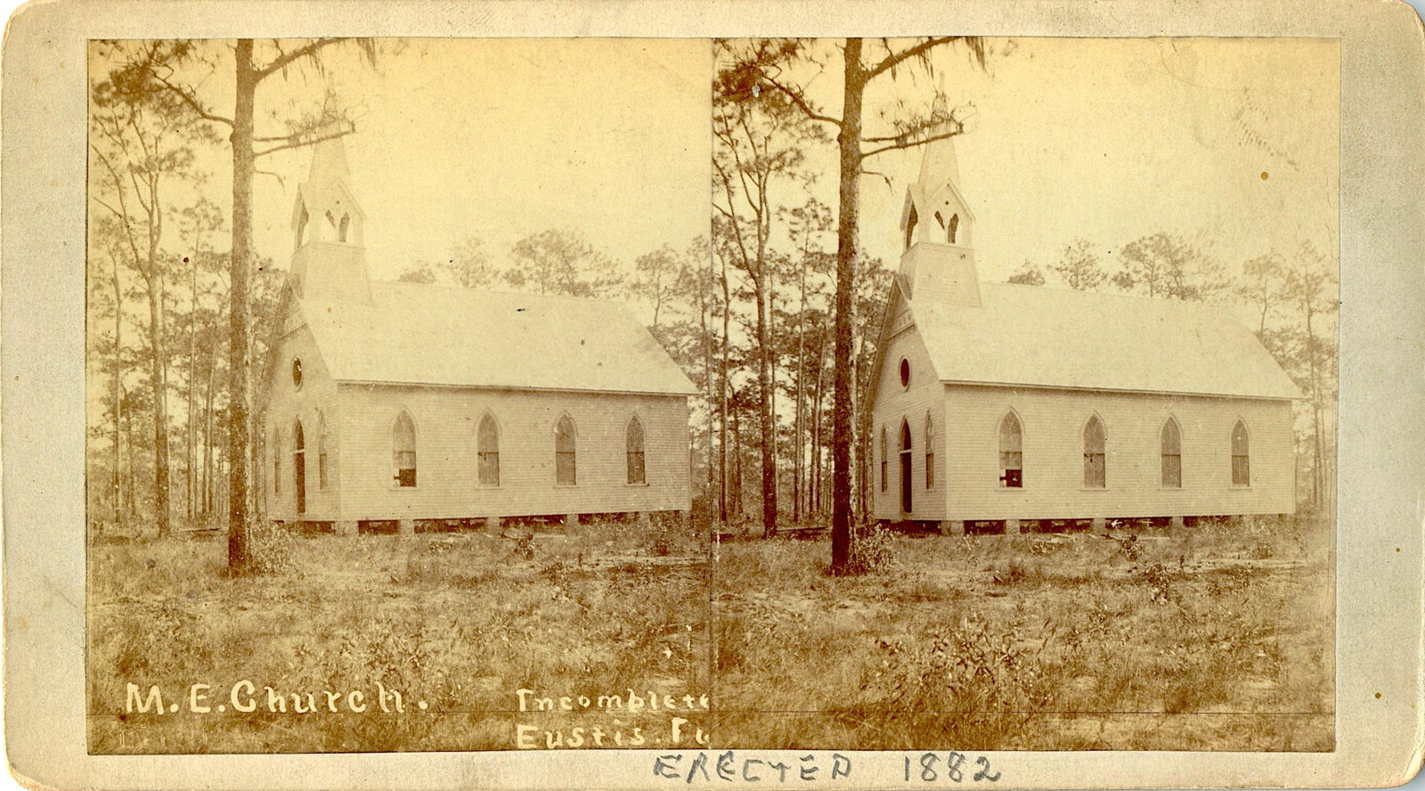 Antique Real Photo Stereoview Florida M. E. Church (1 of 3)