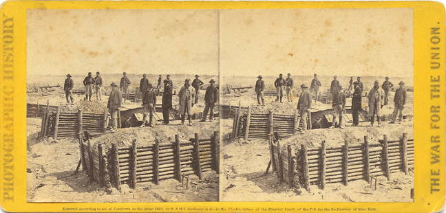 Real Photo Stereoview Civil War Union Soldiers Fort: The dimensions of a stereoview are Approx. 3.5" x 7" (sometimes 4" x 7"). ABOUT SHIPPING: This lot is located in Boca Raton, Fl and its shipment will be made directly by Artelisted. Shipping