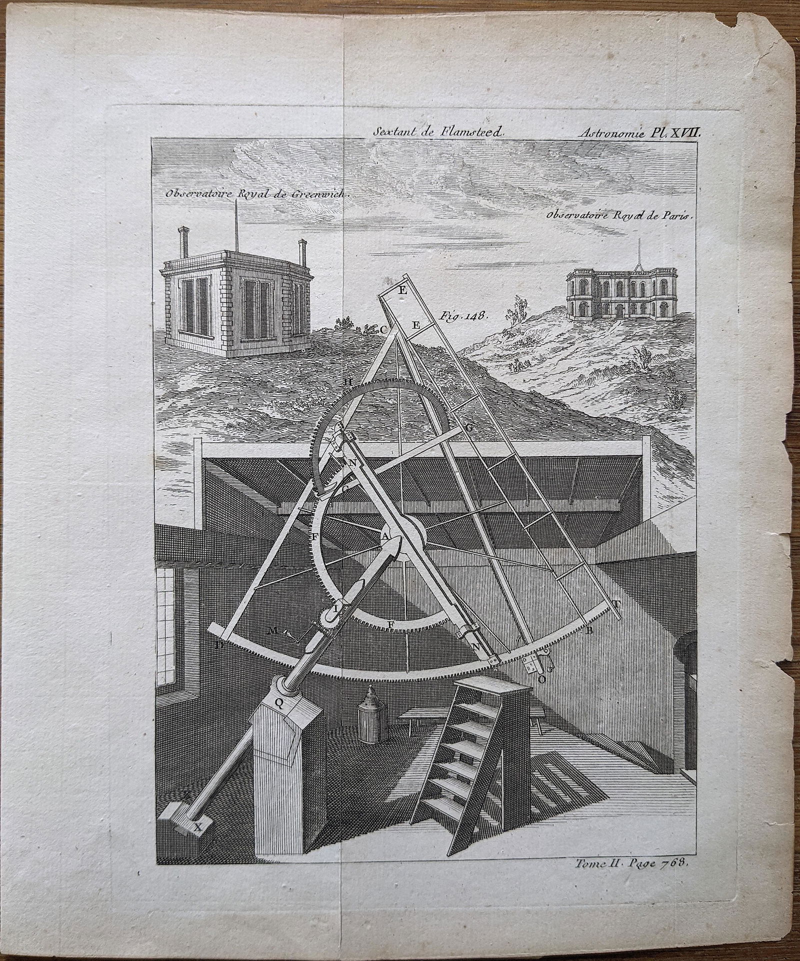Astronomy Antique Print Observatory, 1780s (1 of 2)