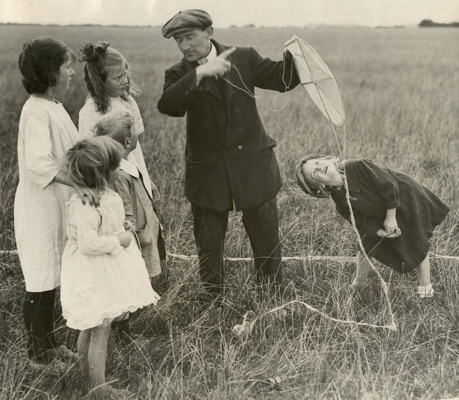 Antique Photo Kids Learning to Play With Kite (1 of 3)