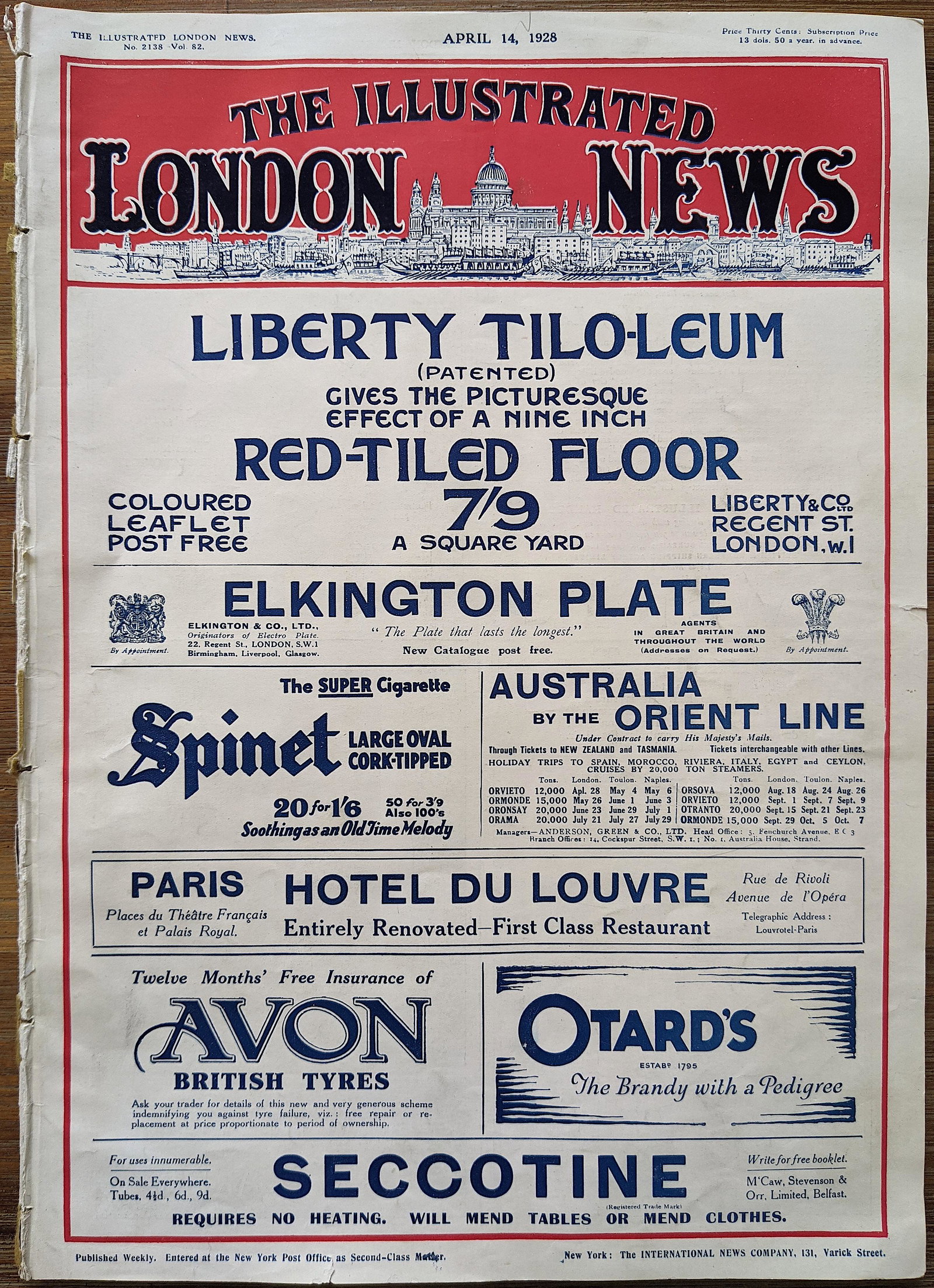 Magazine The Illustrated LONDON NEWS April 14th 1928: This lot is located in Boca Raton, Fl. The shipping by Artelisted will be via USPS - First Class, Priority or Medial mail(tracking # will be provided via Stamps.com). Sometimes Artelisted can decide t